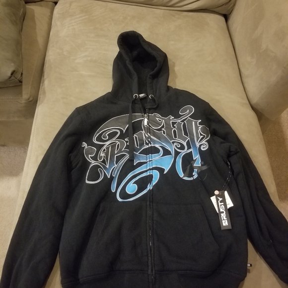 Rusty Other - Zip up heavy hoodie, black